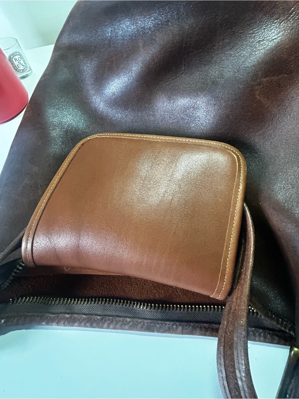 Vintage Coach Duffle Sac Handbag 9085 Brown Leather New York City - Picture 9 of 14